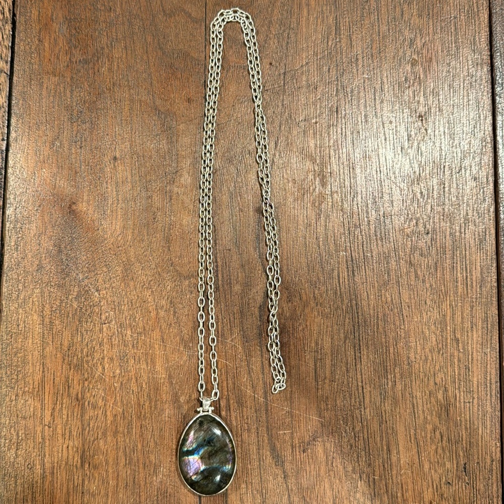 Stella and Dot Sanibel Reversible Pendant Silver Colored